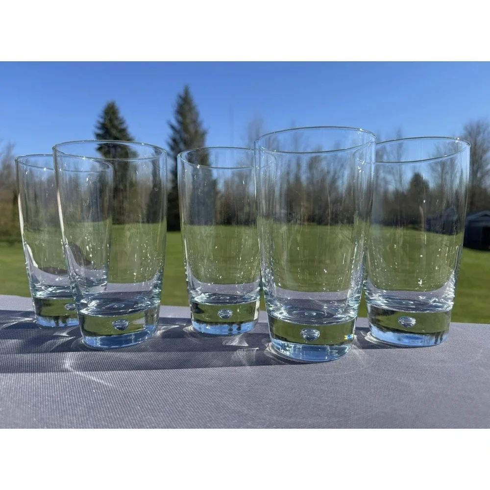 Set of 5 Bormioli Rocco  Luna Cooler Glasses Highball Bubble Weighted Bottom
